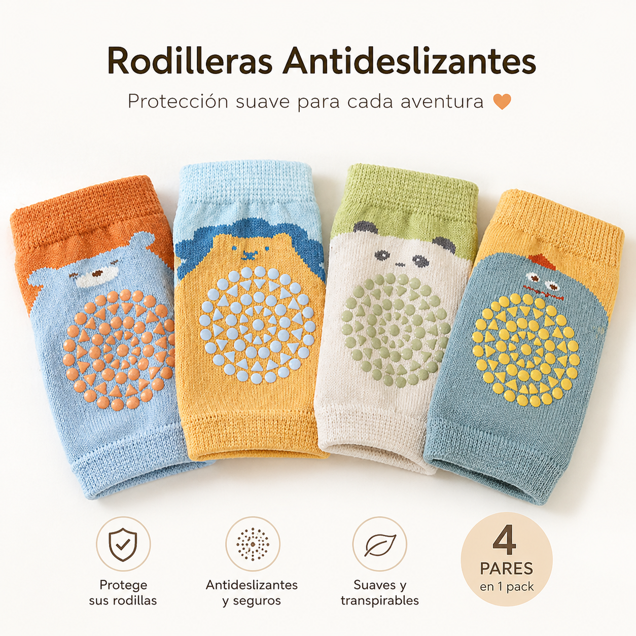 Pack de 4 Rodilleras Antideslizantes para Bebé